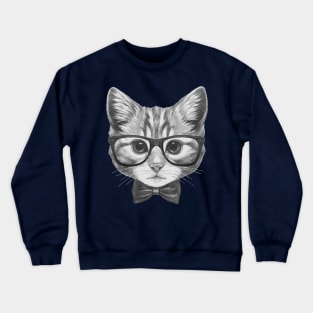 Cat with glasses and bow tie Crewneck Sweatshirt